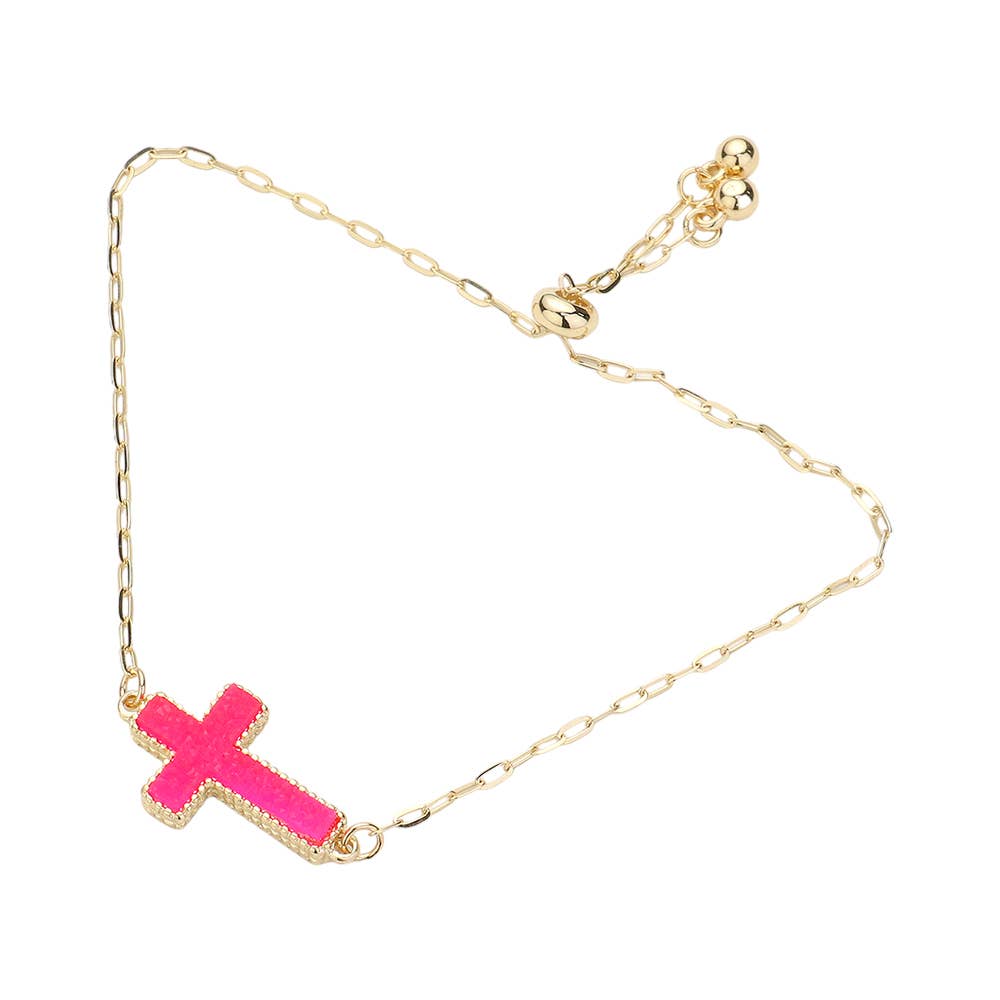 Sensibling Corp. – Pulseira com pendente por atacado – Pulseira Ajustável com Druza Cruz e Fecho de Puxar5