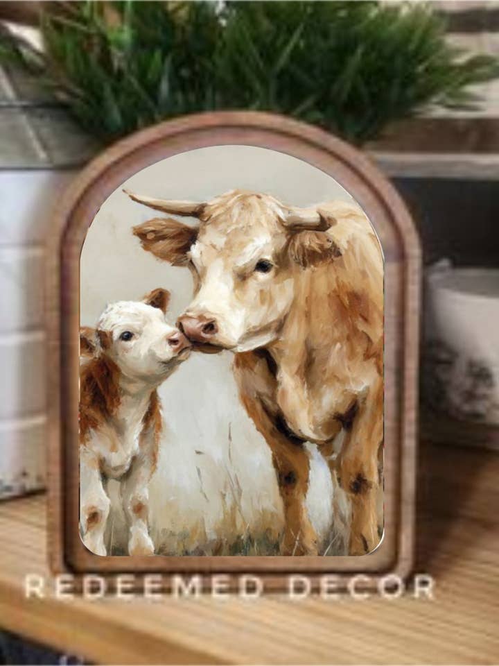 Bue Top Ko Kalv Indrammet Kunst for engroshandel hos Redeemed Decor