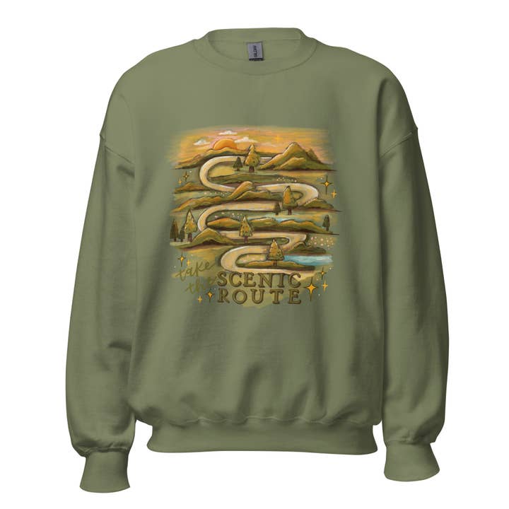 Scenic Route Sweatshirt for wholesale by Painted Peony Art