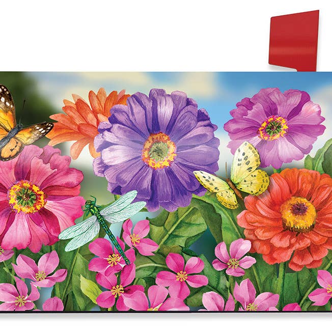 Briarwood Lane - Wholesale Mailbox - Zinnias in Bloom Spring Oversized Mailbox Cover