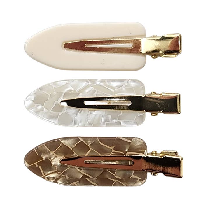 Pink Pewter - Wholesale Hair Clip - Women's - Creaseless Hair Styling and Sectioning Clips - 3pk (Swirled Mocha)