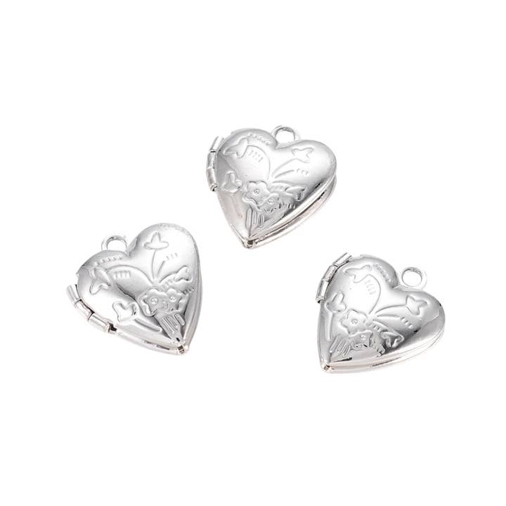 The Charm Bar Company - Wholesale Individual Charm/Pendant - * Silver Vintage Heart Locket Charm