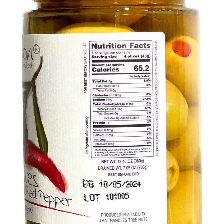 Ariston Specialties - Wholesale Olives - Ariston Green Olives Stuffed Pepper -13.40oz (Sweet peppers)2