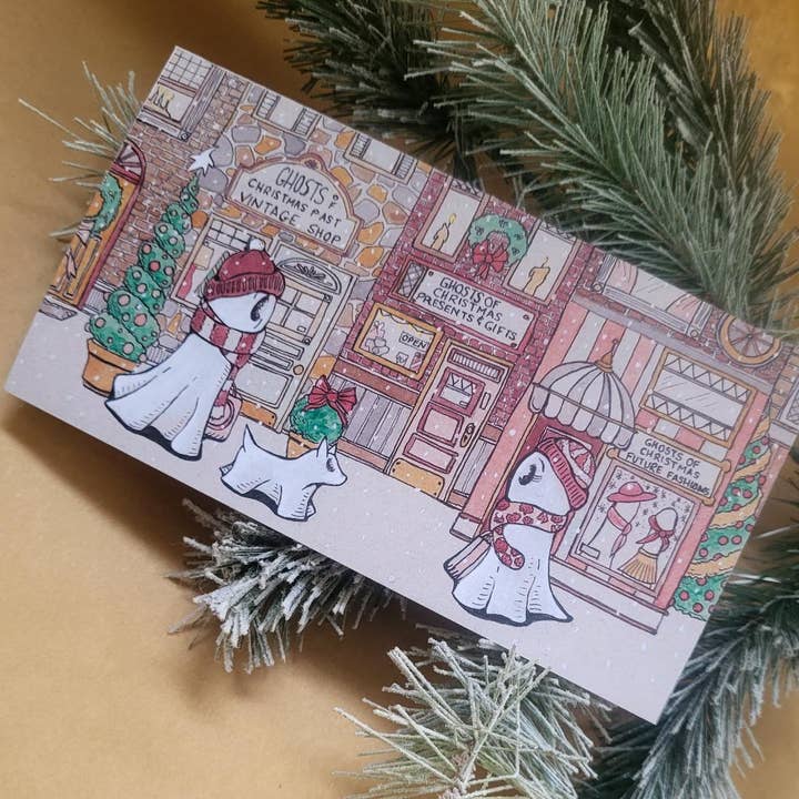 Mini Print--Swoopyville Christmas Ghost Shopping Street for wholesale by LostInWonderArt