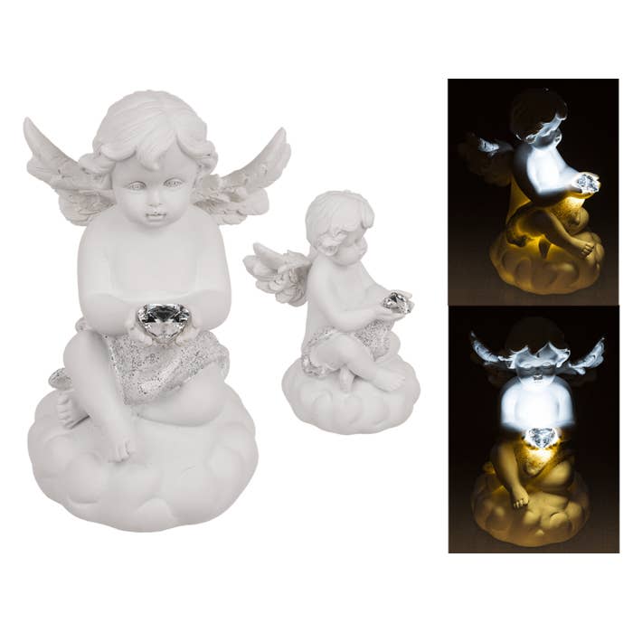 Out of the blue KG - Wholesale Decorative Figurine - Polyresin Angel Figurine with LED Heart, White