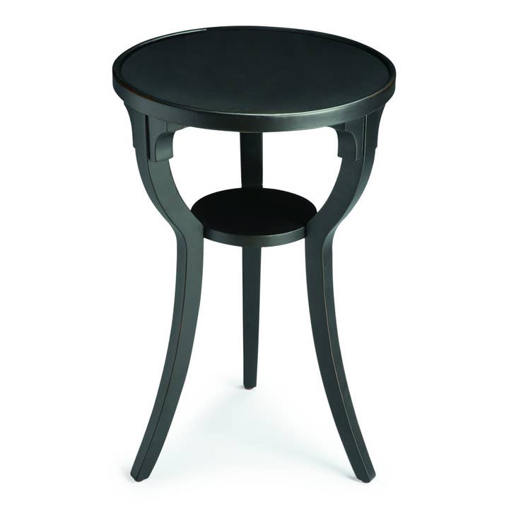 24" Black Manufactured Wood Round End Table With Shelf for wholesale by HomeRoots