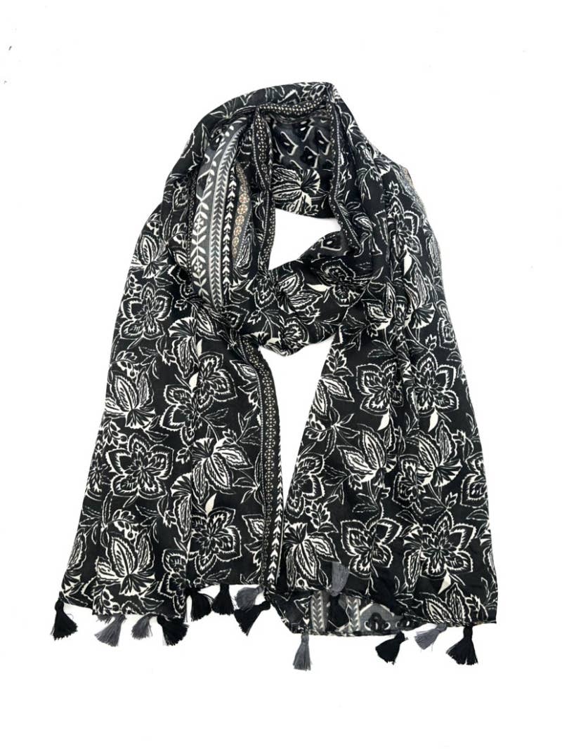 LINETA - Wholesale Sjaal - Dames - Sjaal met bladpatroon HH-12711