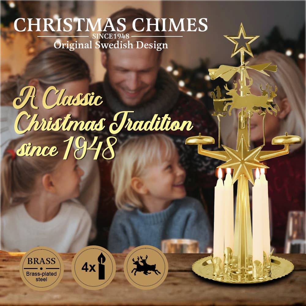 Angel Chimes - Wholesale Tapered Candle/Candlestick - Christmas Chimes, Original Swedish Design Brass Candle3