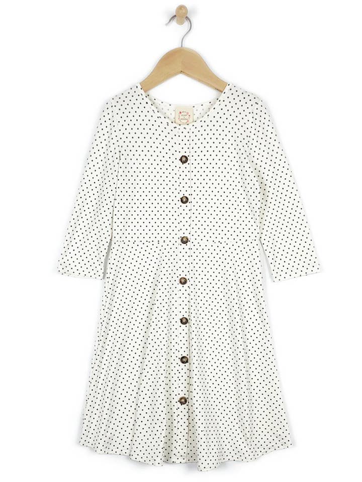 ROBE DE PÂQUES EN MAILLE BOUTONNÉE POUR ENFANTS KD710BW (7-12) pour la vente par heart and arrow