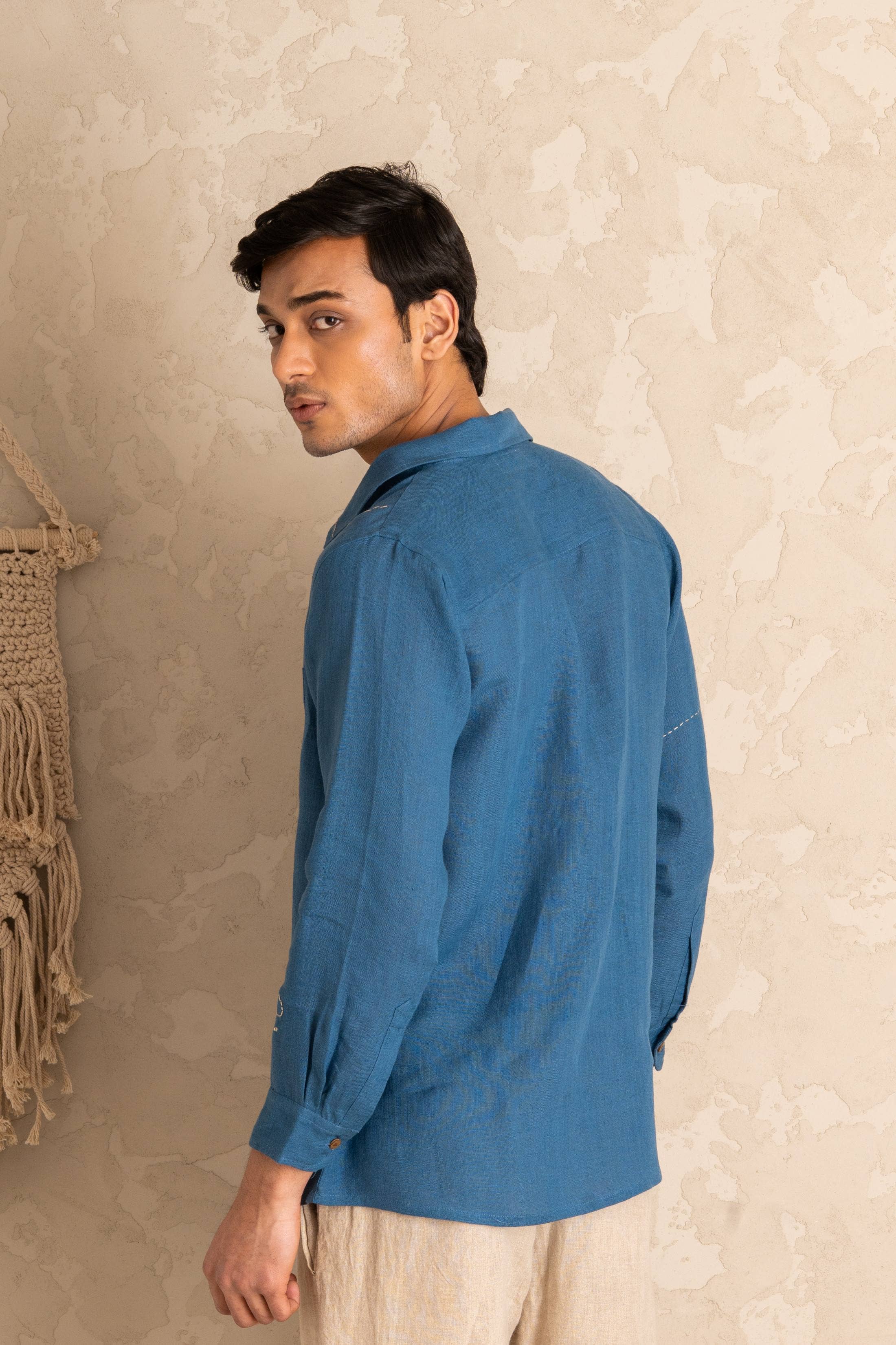 Pacific Blue Linen Ethan Shirt for wholesale on Faire3