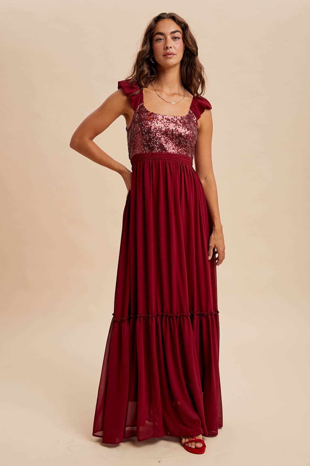 In Loom - Vendita all'ingrosso Vestito - Donna - ABITO MAXI CON PAILLETTES A CONTRASTO PER LE VACANZE11