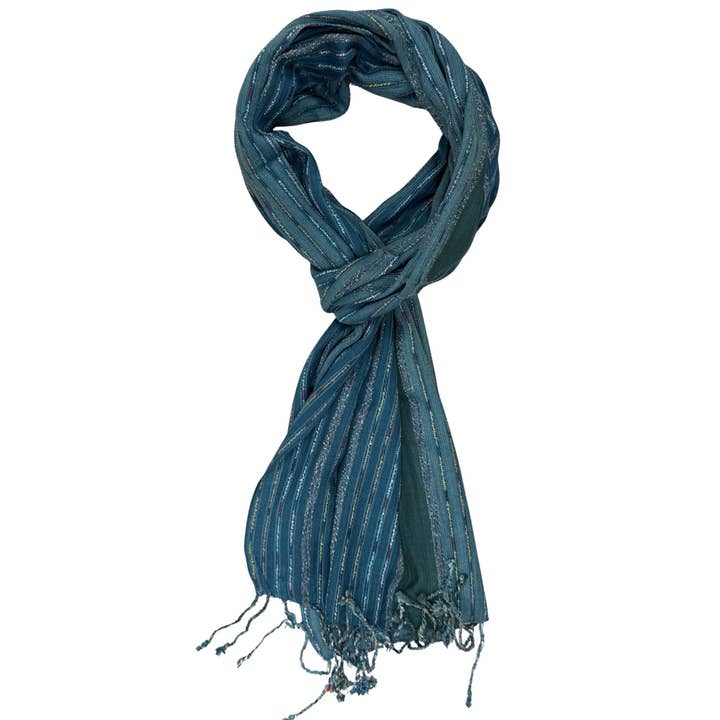 Treasure Jewelry - Wholesale Scarf - Women's - Hand-Loomed Viscose-Blend Tassel Scarf – Plaid & Striped10