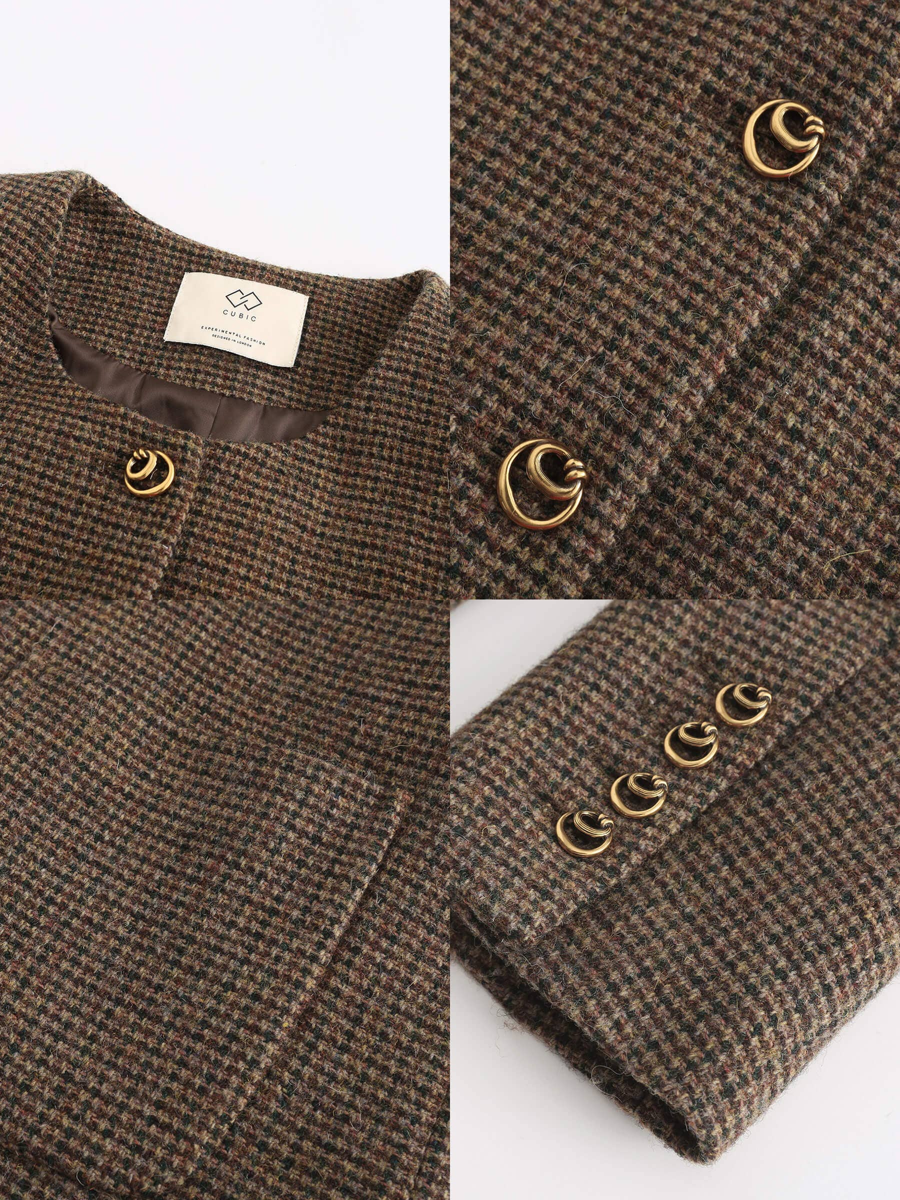 SaddleBrown Vintage Round Neck Jacket for wholesale on Faire2