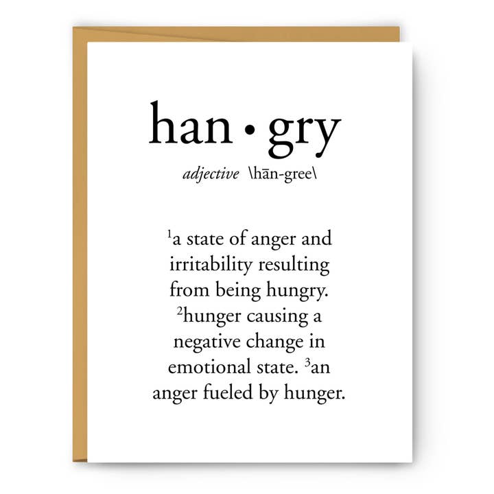 Hangry Definition - Greeting Card for wholesale by Serif