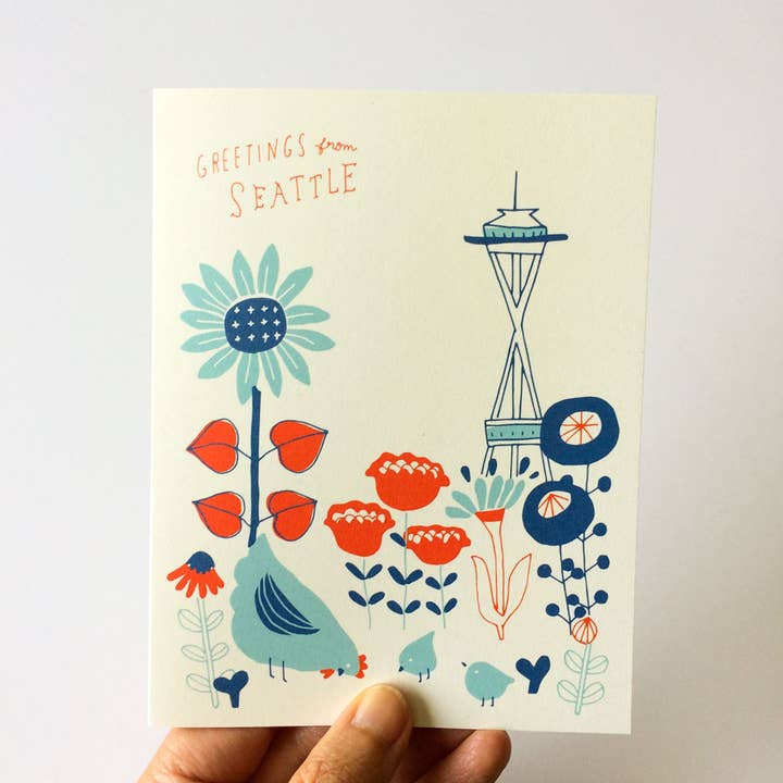 Honeyberry Studios - Vente Carte de vœux classique - Carte de vœux vintage Chicken From Seattle2