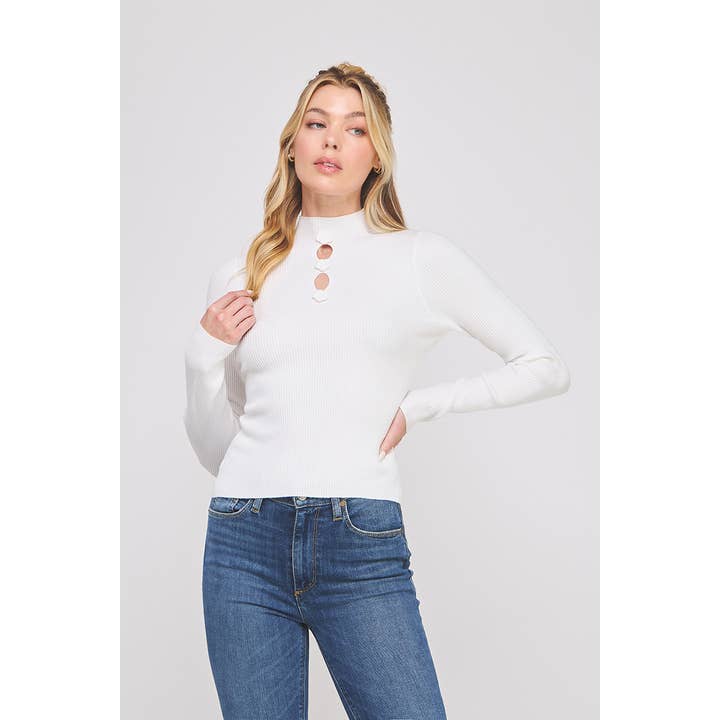 Fine gauge rib mock neck sweater for wholesale by Allie Rose