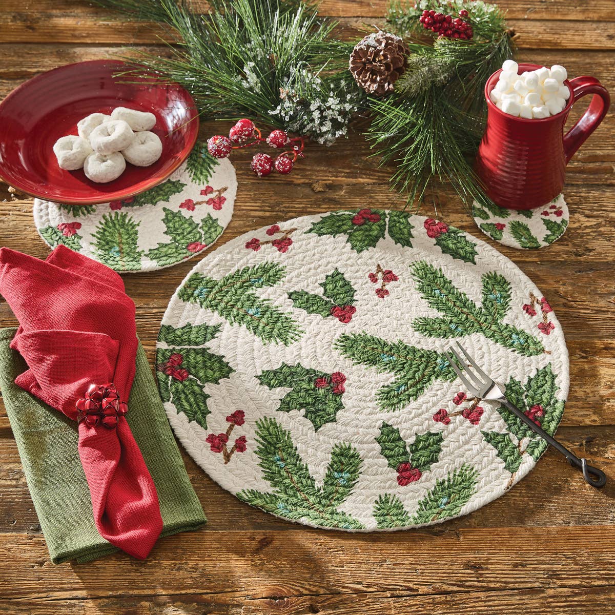 Park Designs - Wholesale Trivet - Boughs Of Holly Printed Braided Trivet 8"1