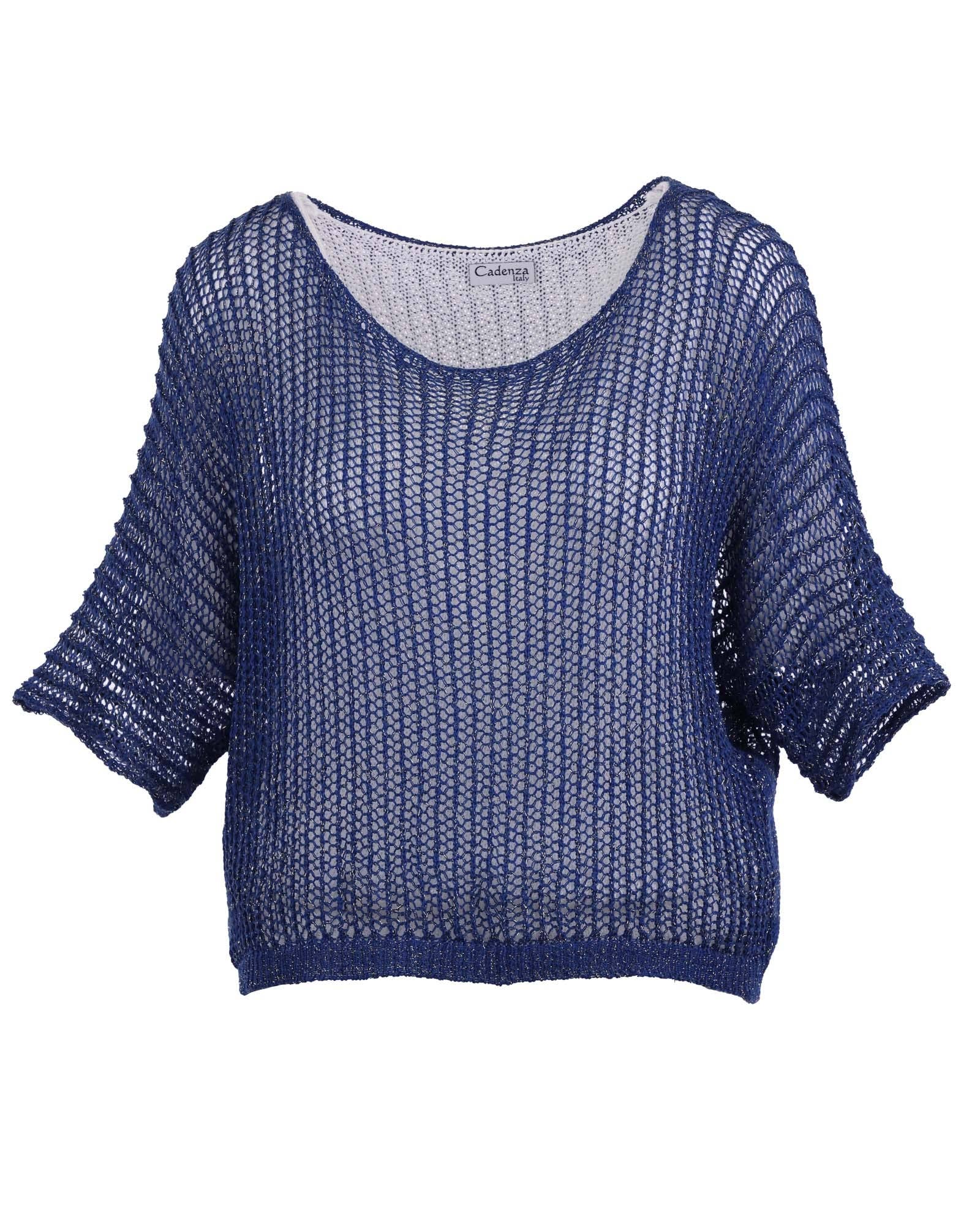 Cadenza Italy Ltd - Vente Tunique – femme - Tunique en maille lâche mélangée coton avec points décoratifs1