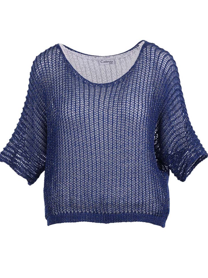 Cadenza Italy Ltd - Vente Tunique – femme - Tunique en maille lâche mélangée coton avec points décoratifs1