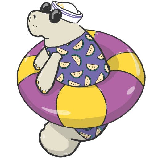 Tostoini - Wholesale Brooch - Summer manatee with floater and swimsuit acrylic pin4