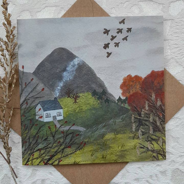 Autumn Cottage greetings card for wholesale by LYDIAMAE