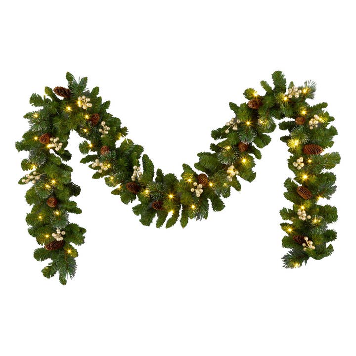 9 ft. Crestwood Gold Spruce Garland with LED Lights for wholesale by National Tree Company