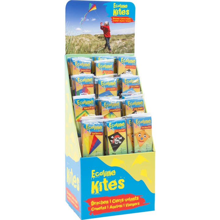 Expositor de suelo «ECO LINE», contiene 36 cometas variadas para venta al por mayor de HQ Kites & Designs