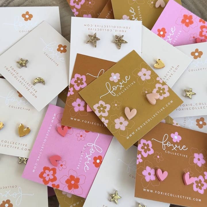 Foxie Collective - Wholesale Stud/Post Earrings - Heart Studs | Select colour | WHOLESALE