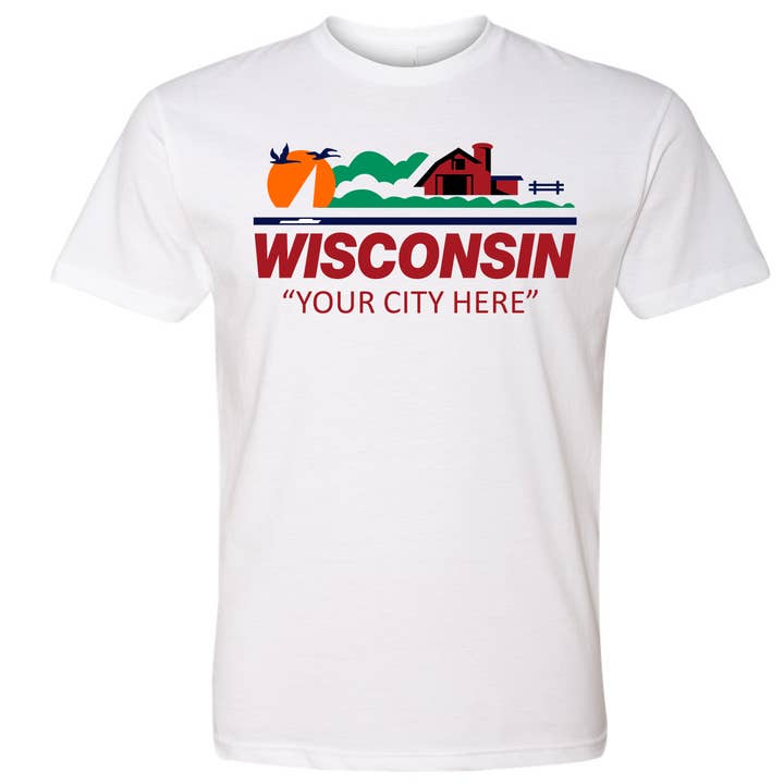 Chemise Wisconsin License Plate pour homme, à personnaliser avec votre ville pour la vente par Wi-Wear