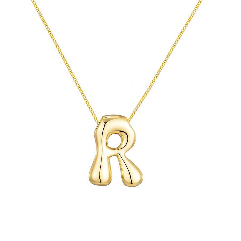 AMORINO SRL - Wholesale Pendant/Charm Necklace - LARGE BUBBLE INITIAL NECKLACE - JN24512B89GOLD15