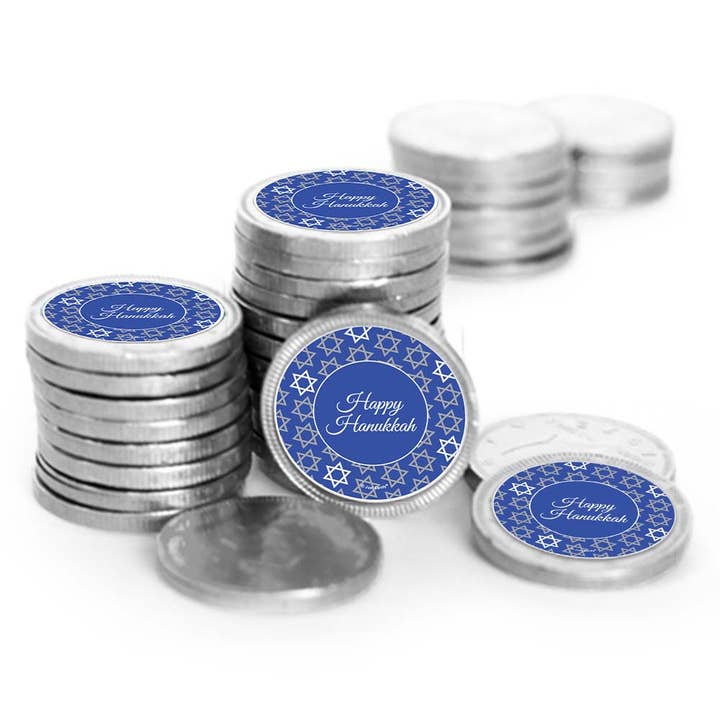 Hanukkah Stickered Coins 40ct - Happy Hanukkah for wholesale by Just Candy