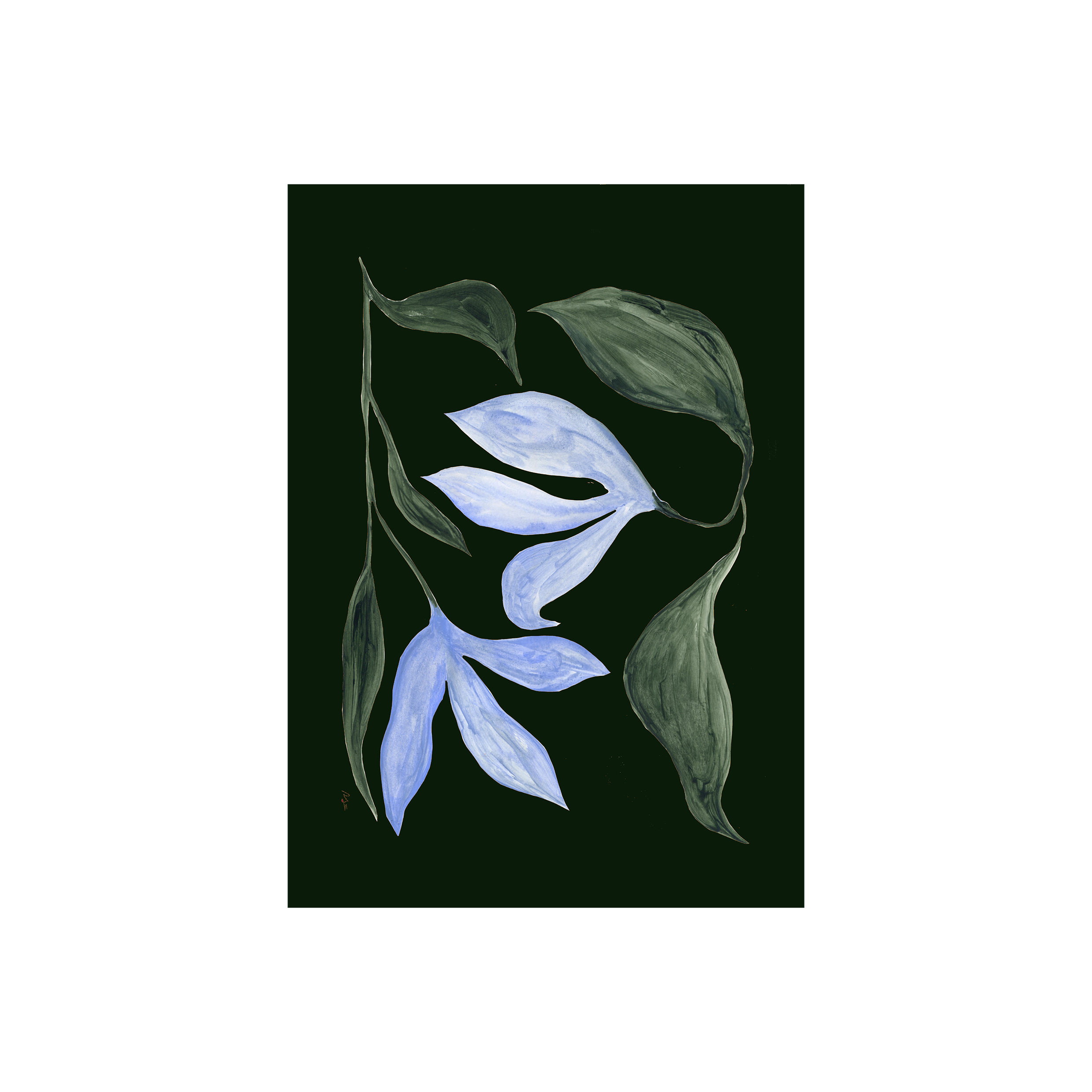 Anna Mörner Artist – Engroshandel Kunsttryk – Baby blå blomstermotiv0