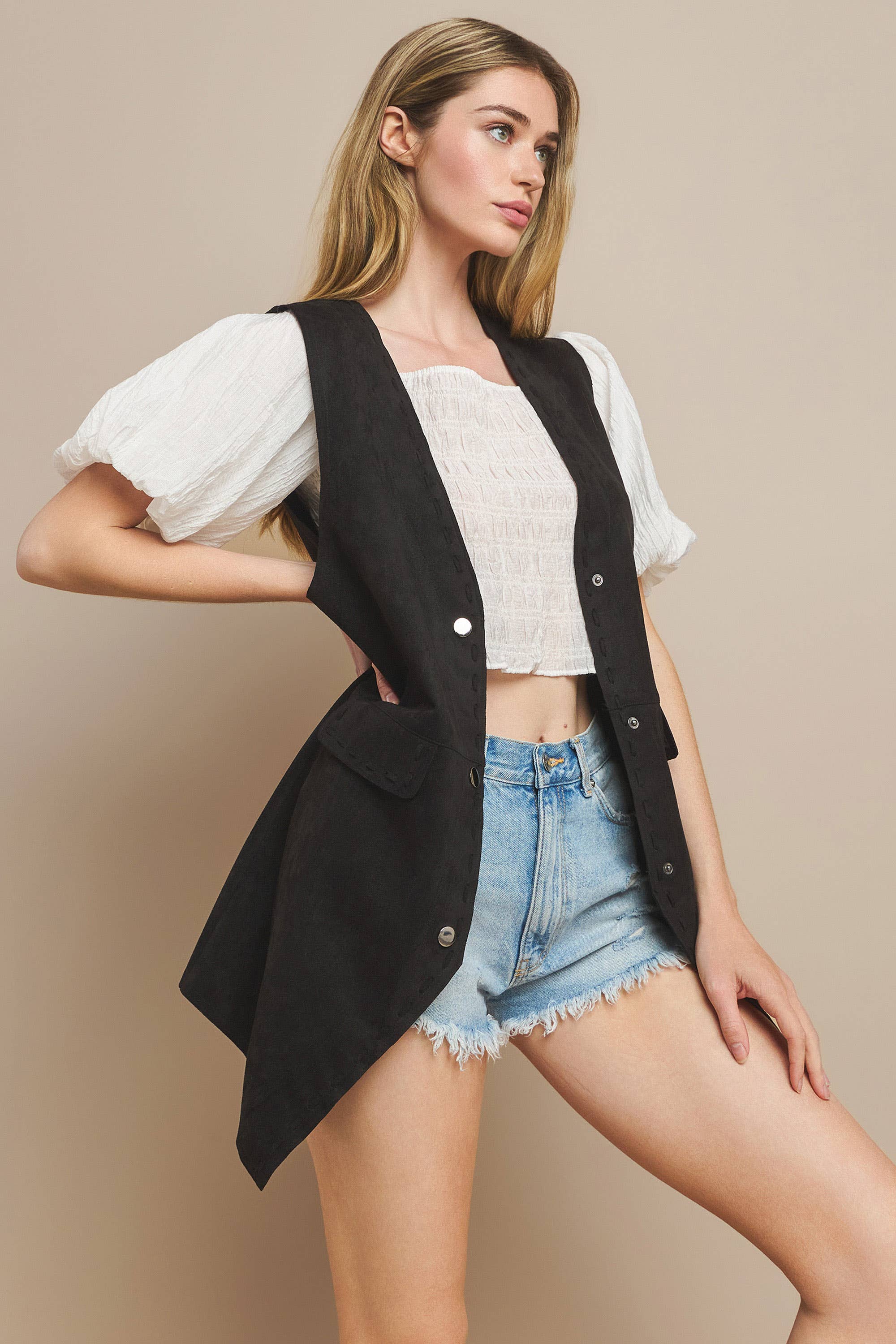 WISTERIA LANE - Wholesale Outerwear Vest - Women's - SUEDE MIDI VEST - RUST 6432JIA  10