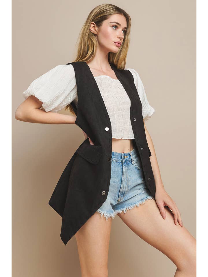 WISTERIA LANE - Wholesale Outerwear Vest - Women's - SUEDE MIDI VEST - RUST 6432JIA 10