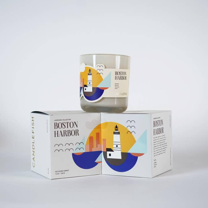 Candlefish - Wholesale Jar/Filled Candle - Boston Harbor Landmark Candle 12 oz1