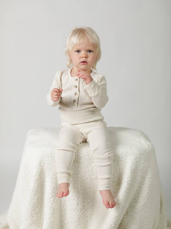 BEATRICE || THERMAL BABY LONG SLEEVE HENLEY TOP AND BOTTOM SET || BIRCH for wholesale by RASKANA