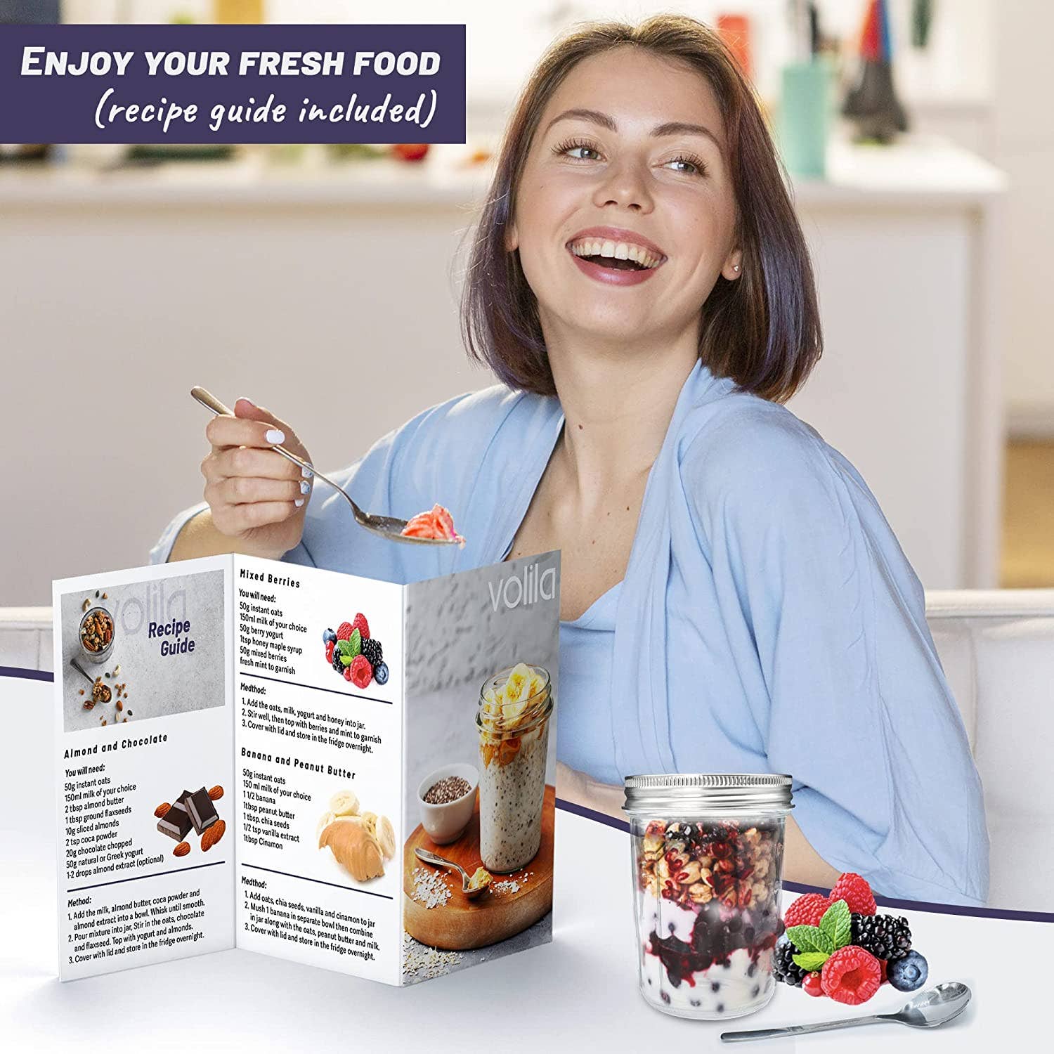 Jara Trading – wholesale Jar – Healthy Breakfast Jars with Recipe Spoon4