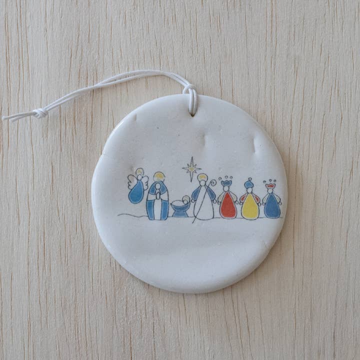 Round Nativity Ornament, Ceramic for wholesale by Venture Imports LLC