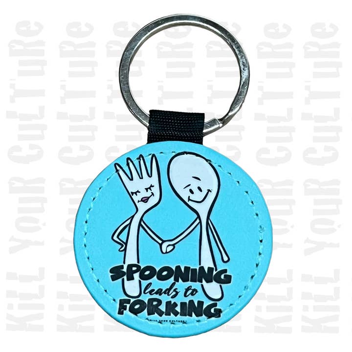 Spooning Leads to Forking Keychain for wholesale by Kill Your Culture