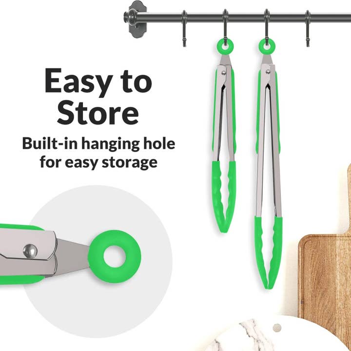 Zulay Kitchen - Wholesale Kitchen tong - Cooking Tongs With Silicone Tips 9" & 12" - Stainless Steel7