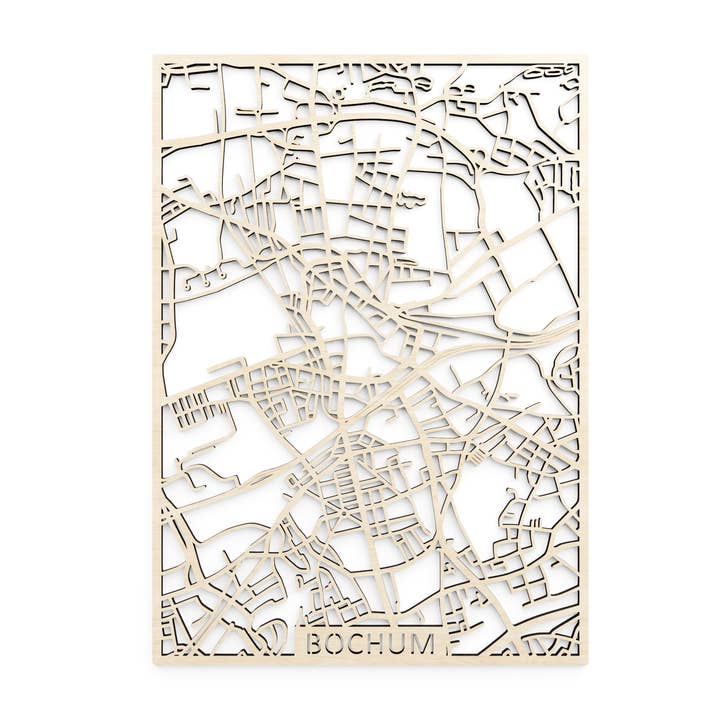 Carte de la ville en bois, Allemagne Bochum pour la vente par Papurino