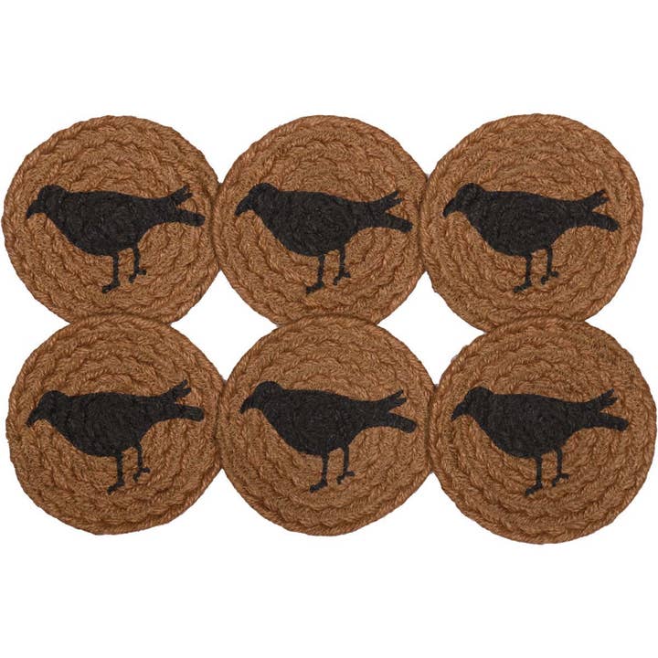 VHC Brands - Wholesale Coasters - Heritage Farms Crow Jute Coaster Set of 61
