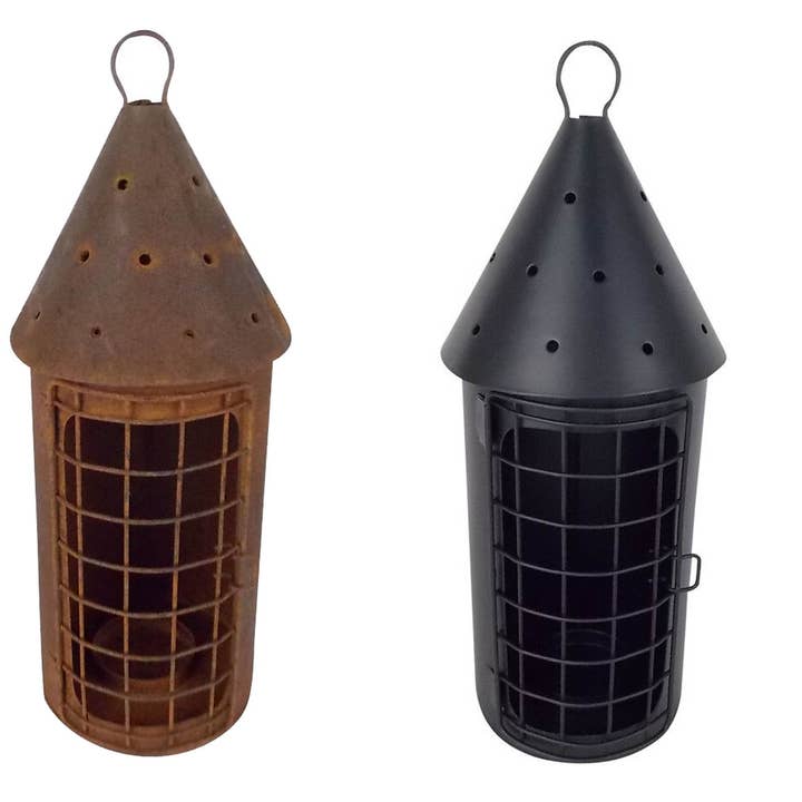 Tin Bird House with Door and Hanger - 11.5" Tall for wholesale by Birch Maison