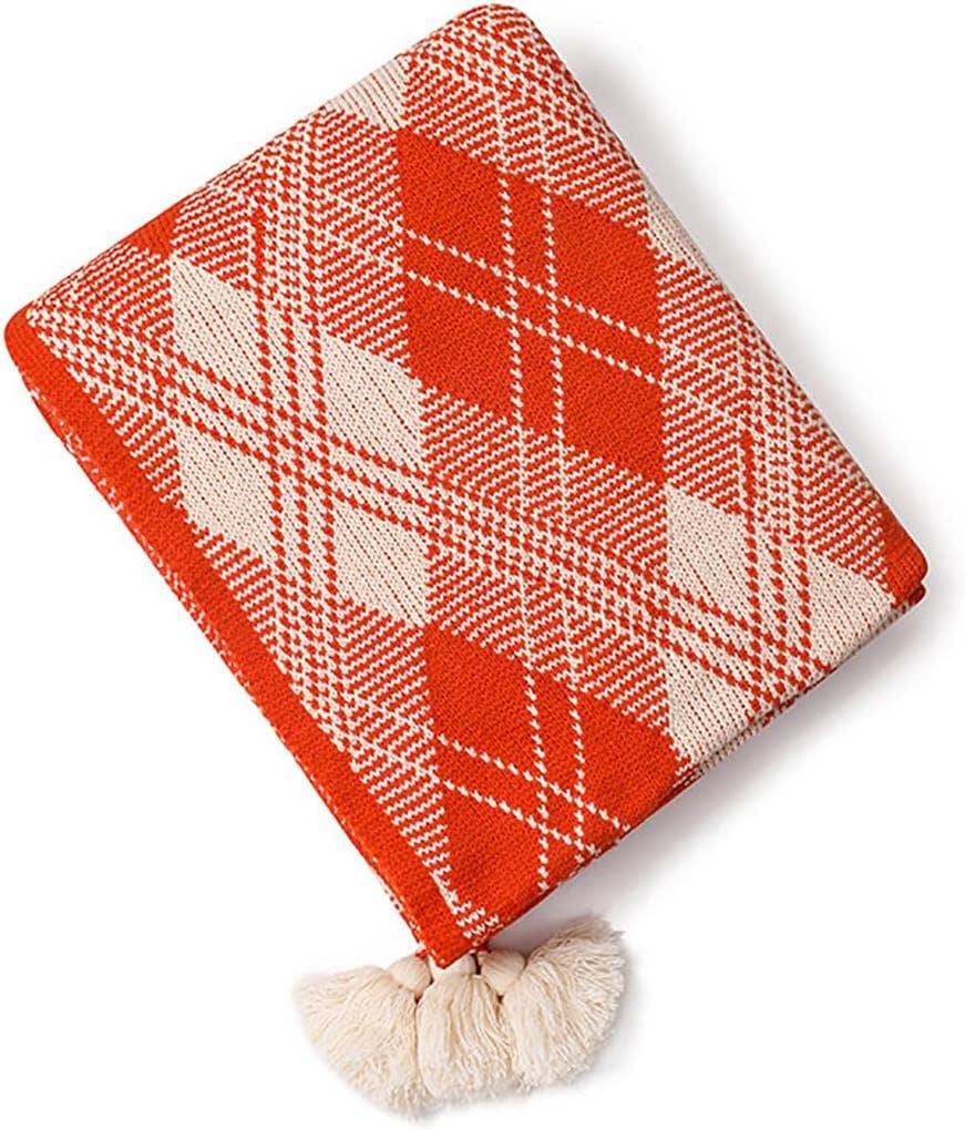 Fennco Styles - Vente Plaids - Couverture à carreaux géométriques d'automne en kaki2