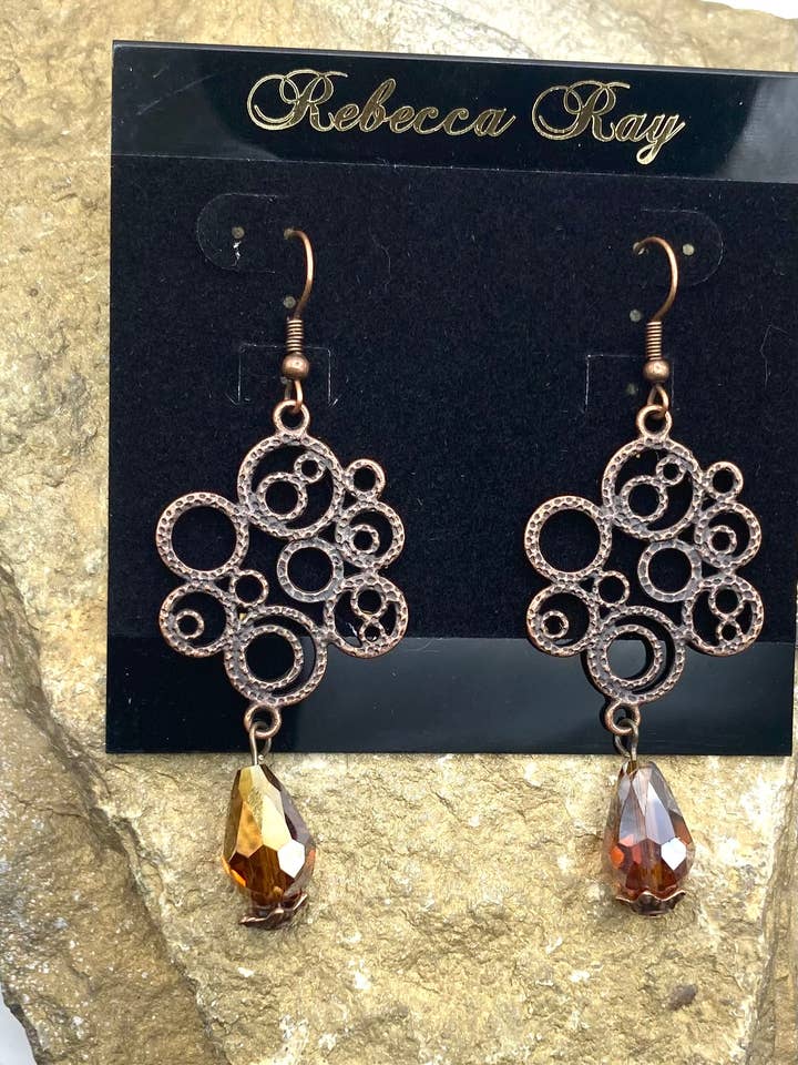 Copper Crystal Earring Charm Drop for wholesale by Rebecca Ray Jewelry