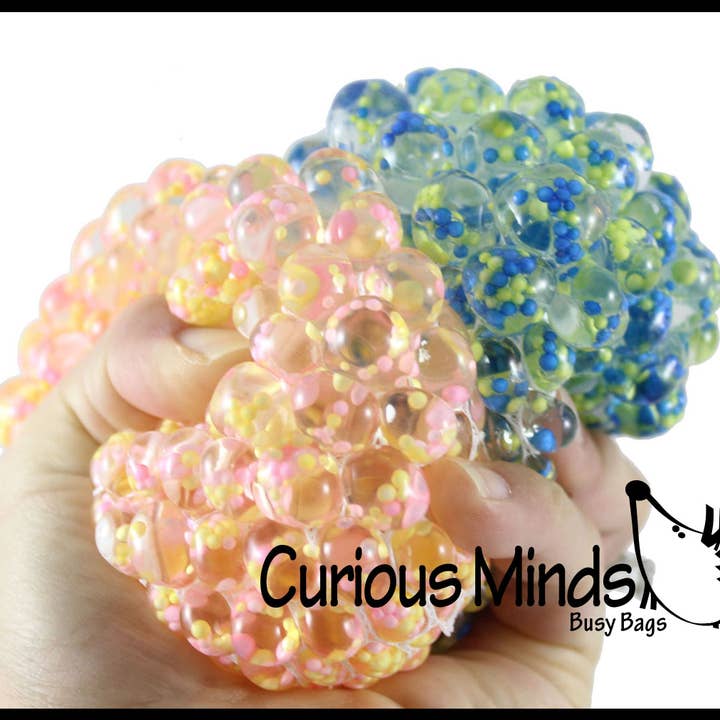 Curious Minds Toys – Engroshandel Fidget - Børn – 1 Konfetti Gel Fyldt Mesh Net Blob Ball - Squishy Fidget2