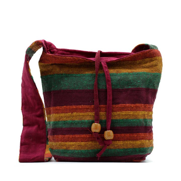Ancient Wisdom - Wholesale Crossbody Bag - Women's - Nepal Sling Bag - Mountain Trek Tan & Greens