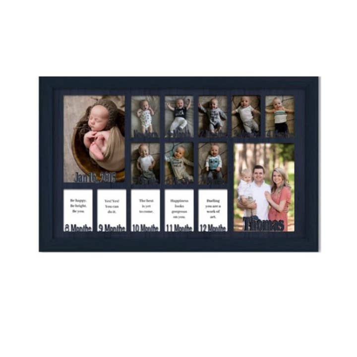 Baby First Year Personalized Frame - Holds Thirteen 2.5" x 3 for wholesale by Northland Frames and Gifts Inc