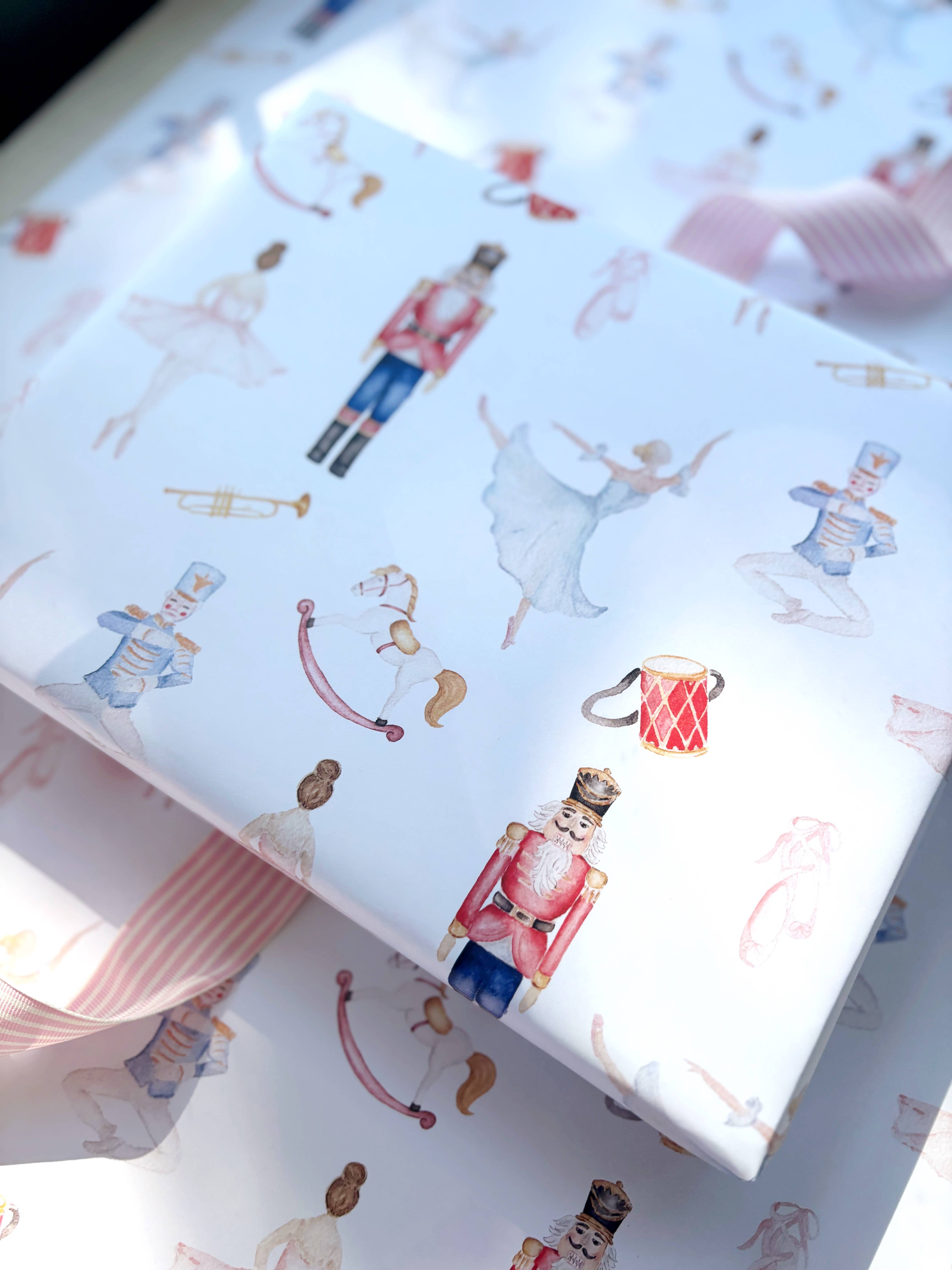 Rebecca Green Design - Wholesale Wrapping Paper Roll - Holiday Nutcracker Gift Wrap - 5 Sheets/Roll3