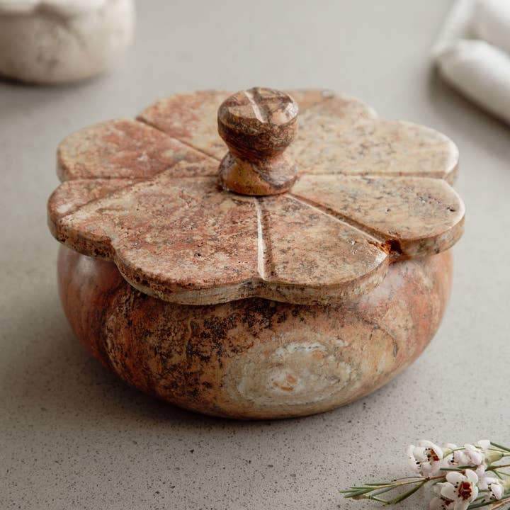 Villa Lua Home - Wholesale Decorative Box - Rust Travertine Trinket Box1